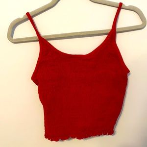red ribbed tank